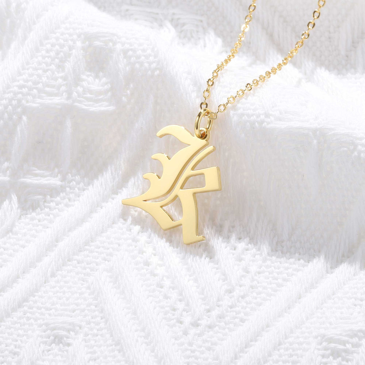 Gold Plated Old English Initial Necklace
