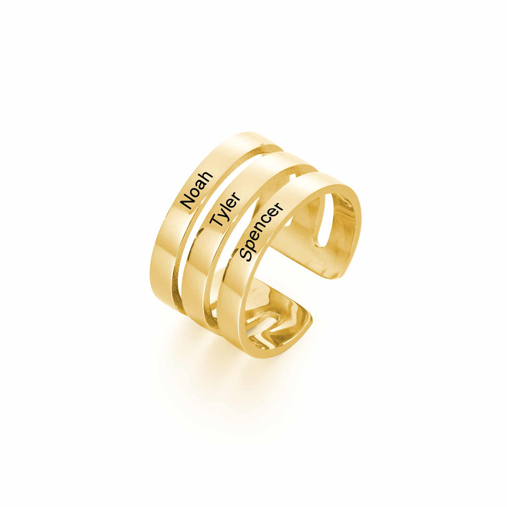 3 Name Ring Gold