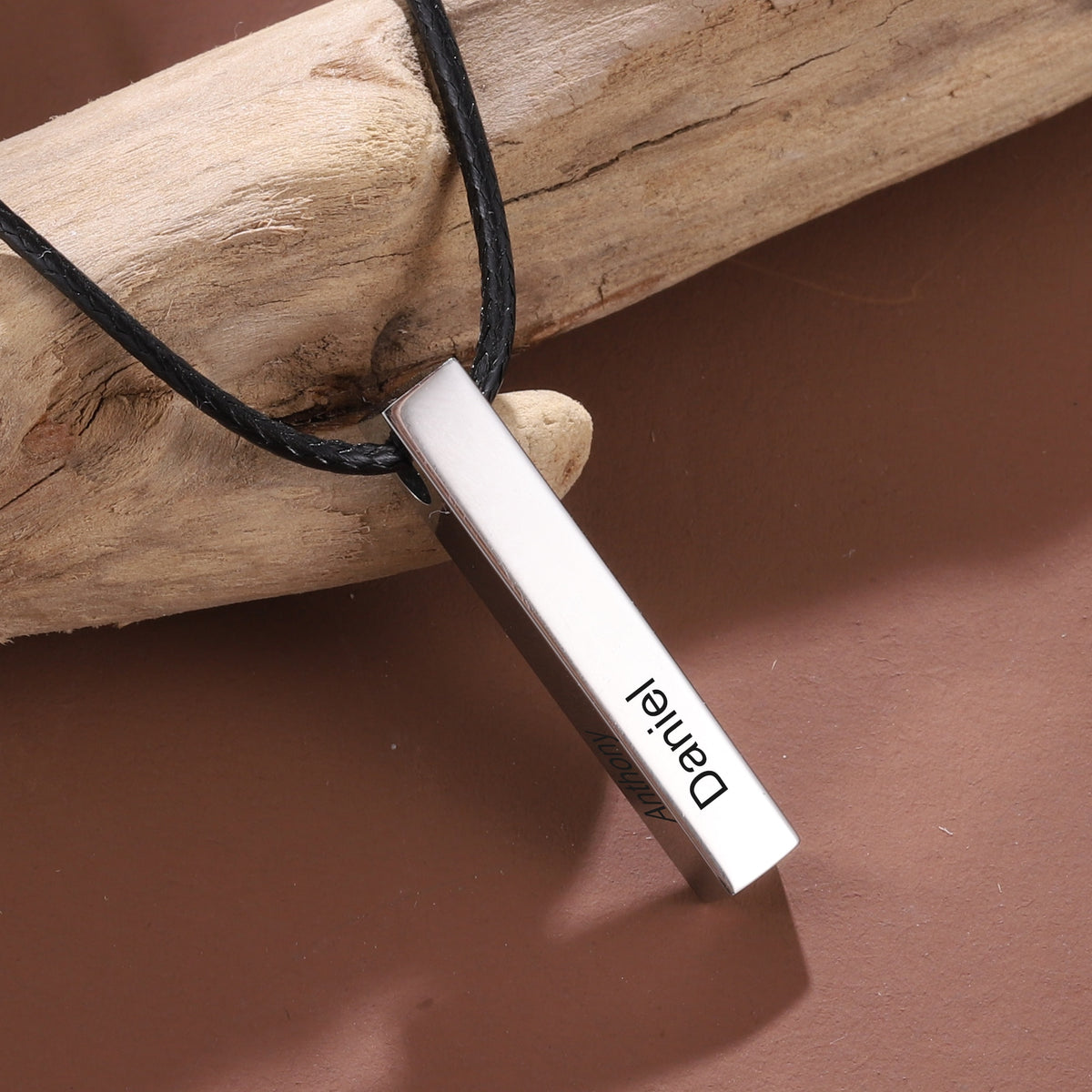3d Bar Necklace For Him With Engraved Names
