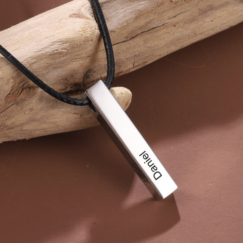 3d Bar Necklace For Him With Engraved Names
