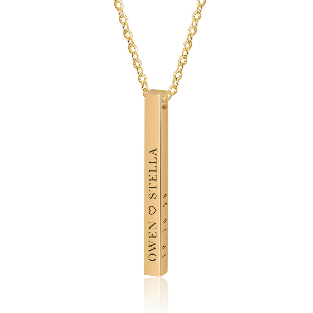 4 Sides Bar Necklace Gold