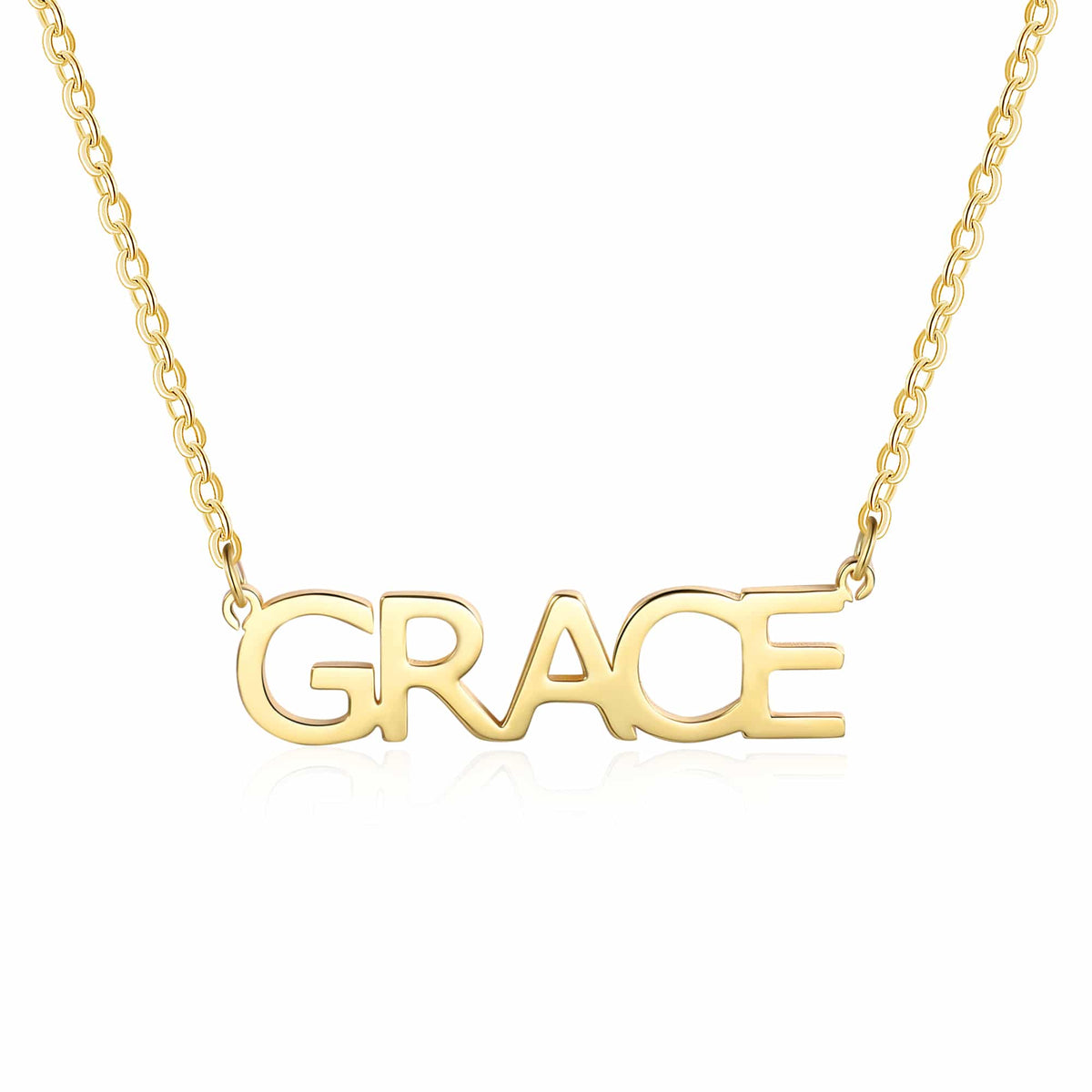 Gold Block Name Necklace