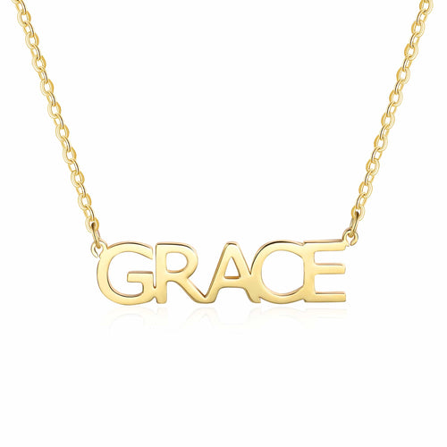 Gold Block Name Necklace