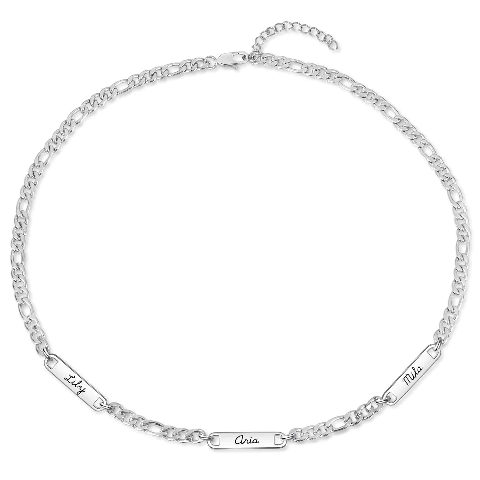 Engraved Men's Necklace - 1-5 Name - Figaro Chain