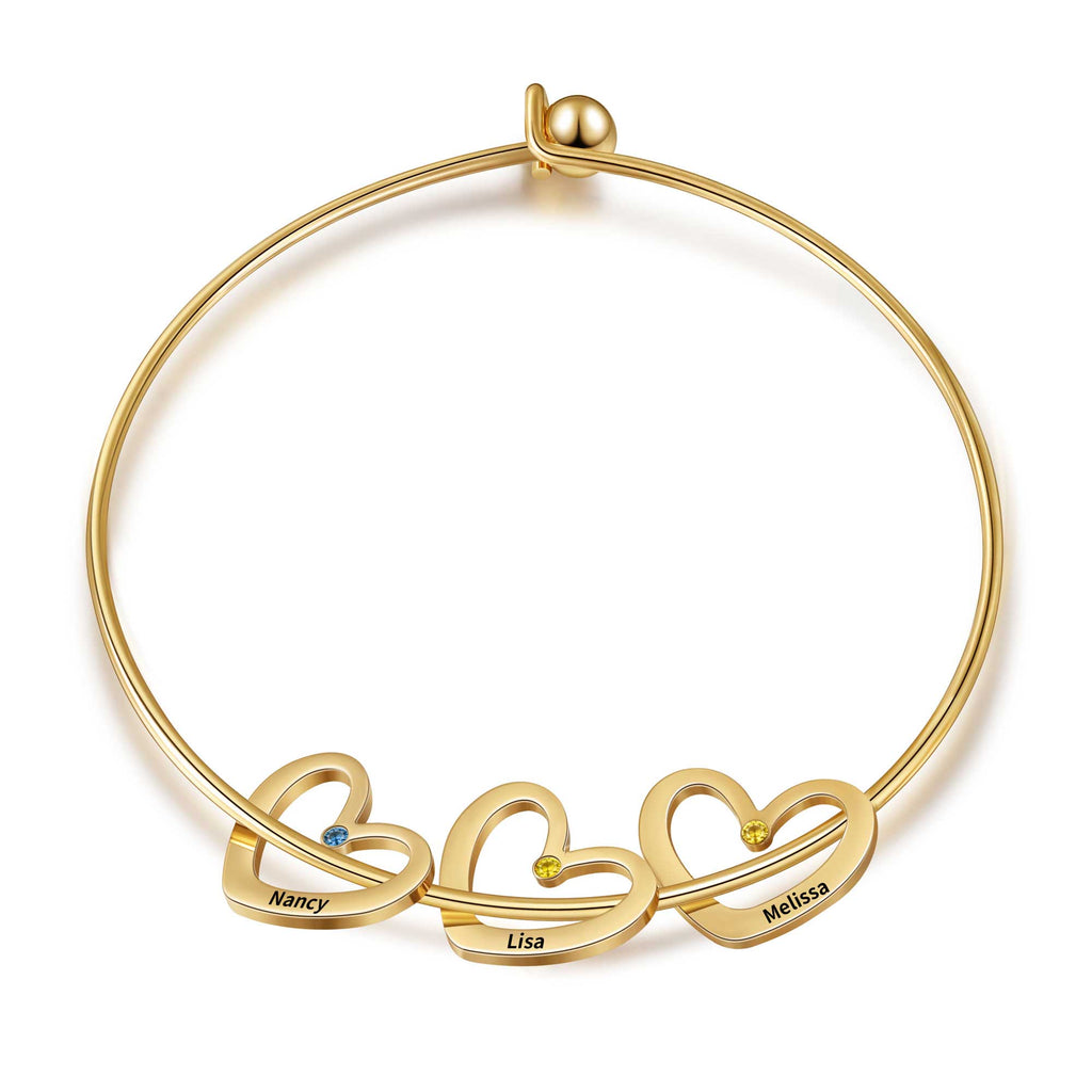 Birthstone Charm Bracelet for Grandma Gold