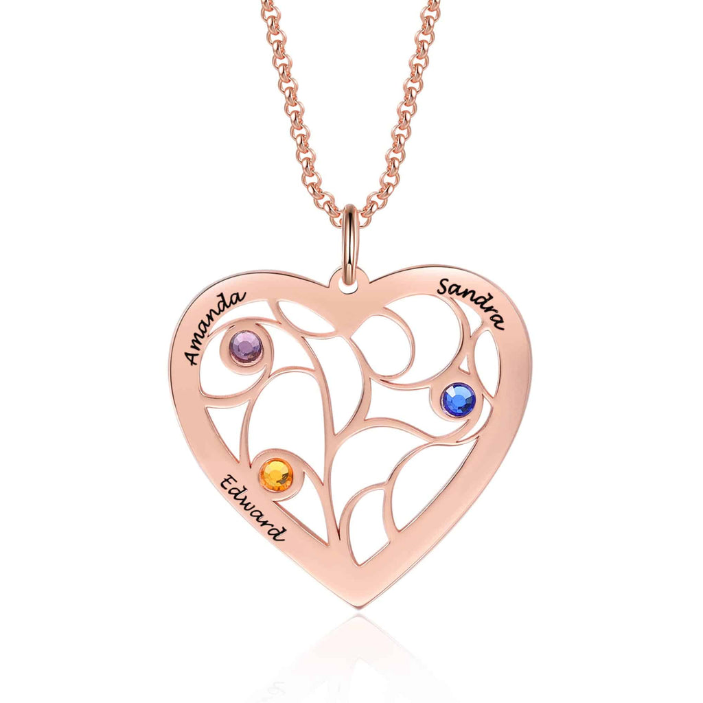 Birthstone Heart Necklace Rose Gold