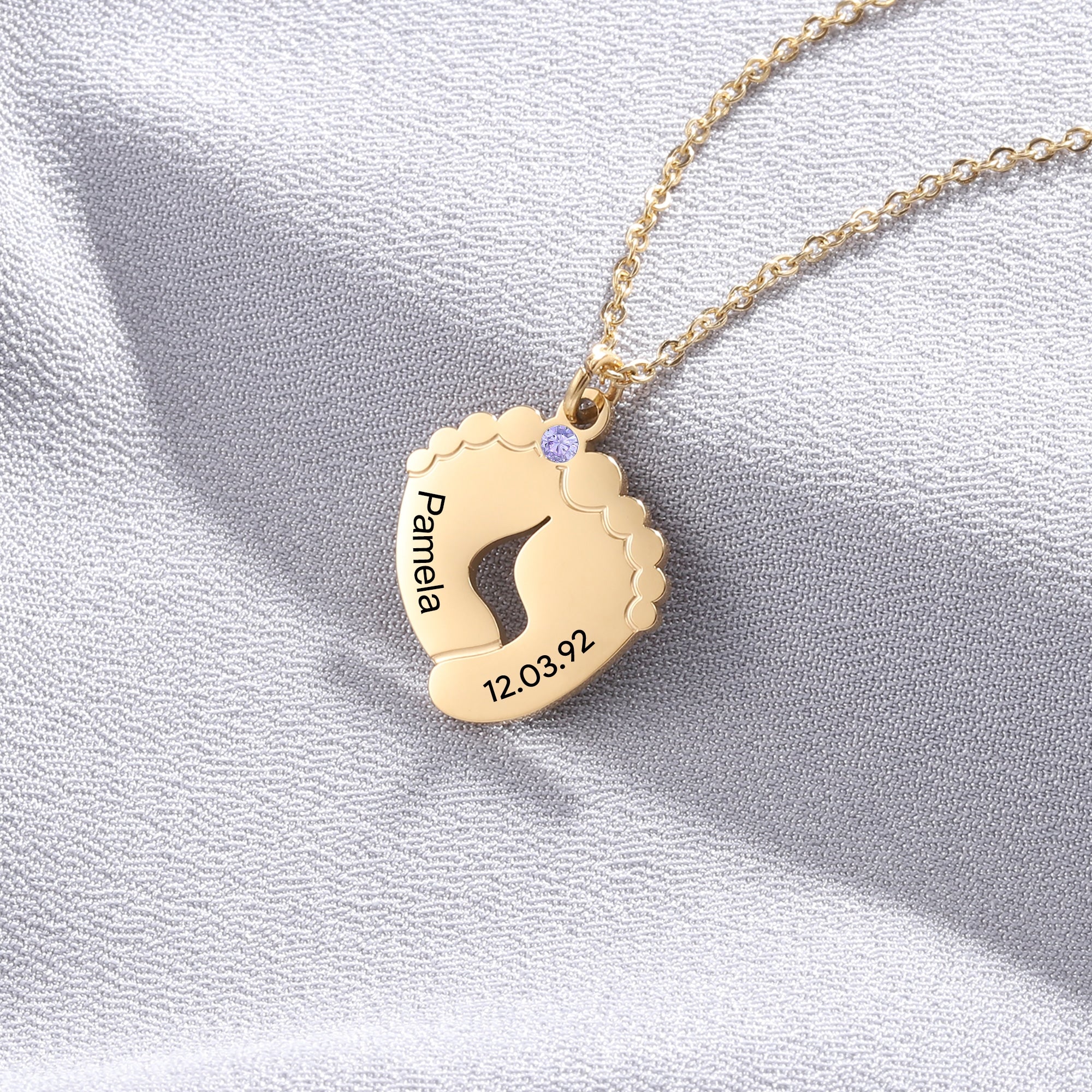 Birthstone Necklace for Mom with Name and Date