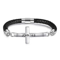 Black Leather Cross Bracelet