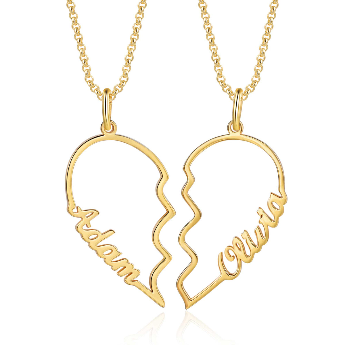 Broken Heart Pendant Gold Personalized