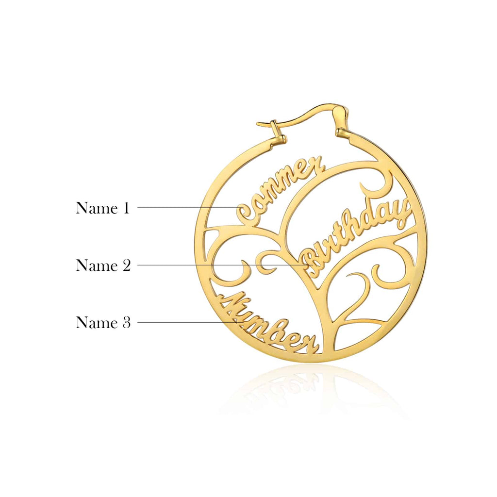 Family Tree Earrings with Names