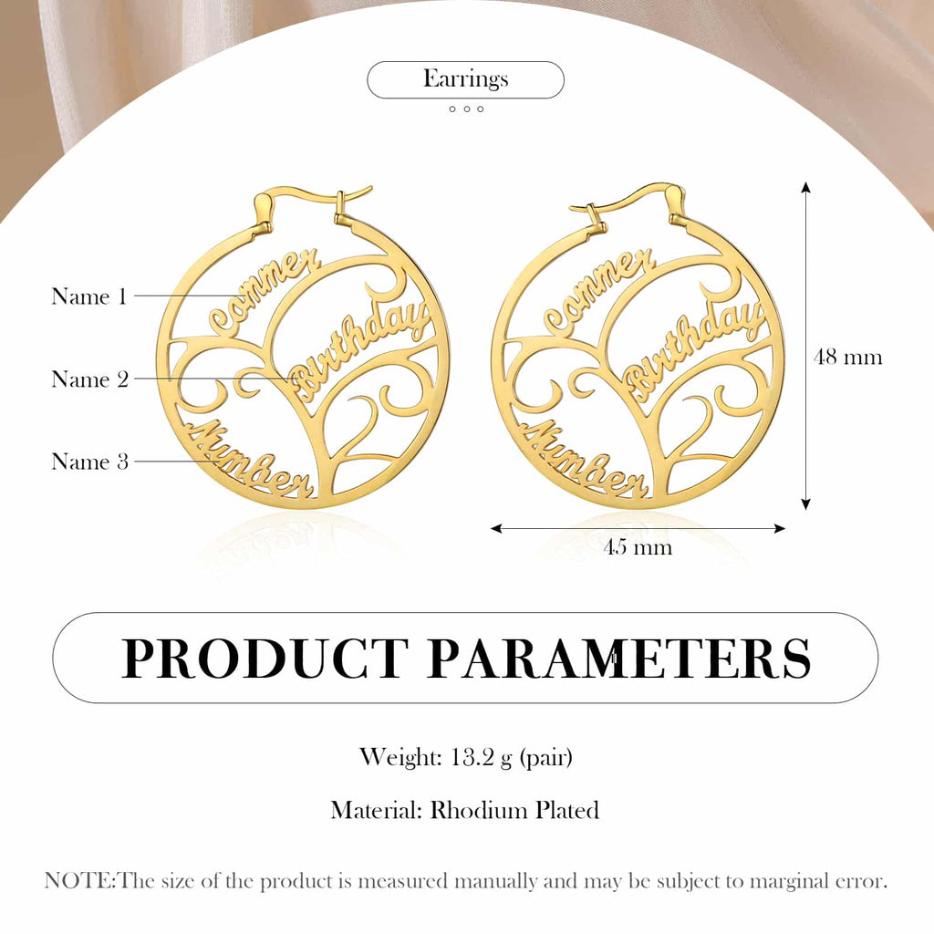 Family Tree Earrings with Names
