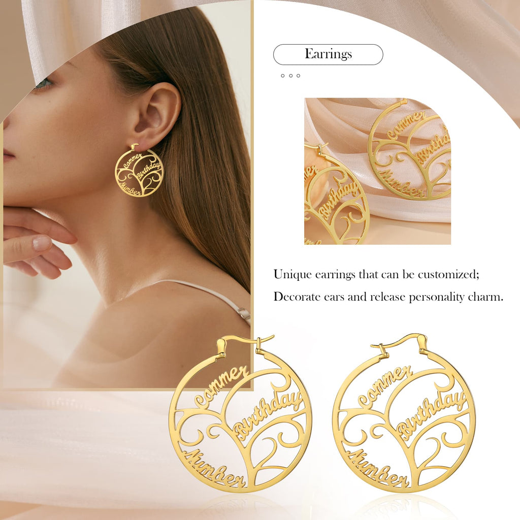 Family Tree Earrings with Names