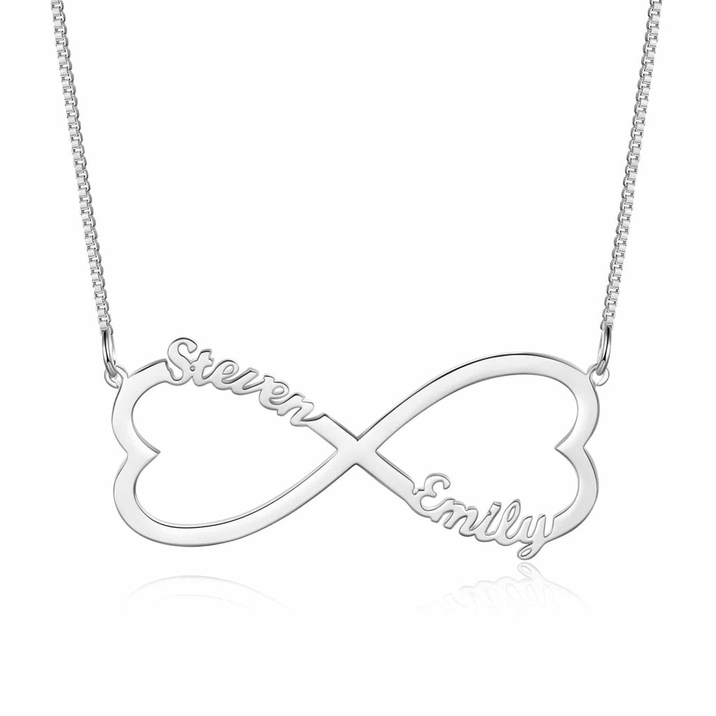 Couple Initial Necklace Silver Tone