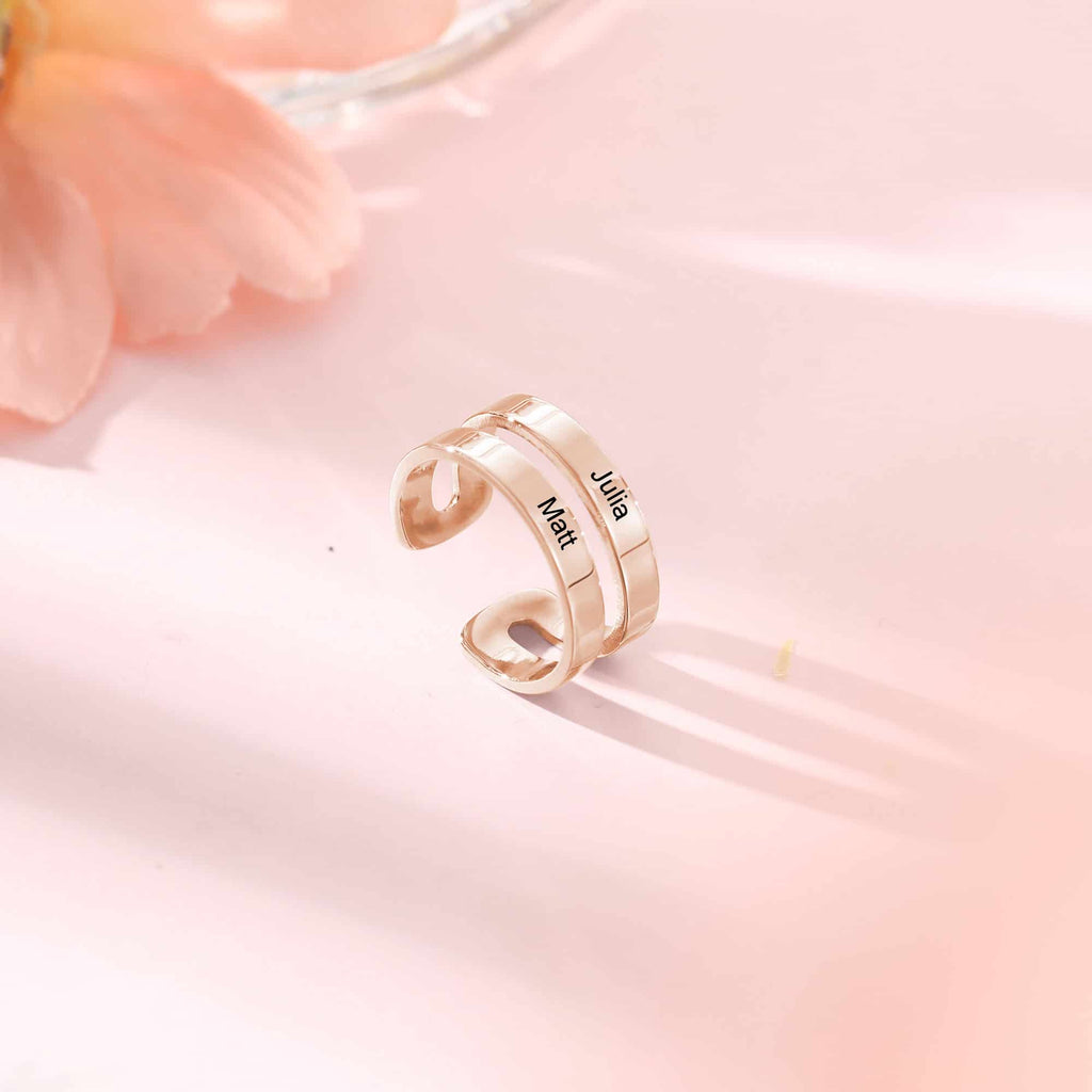 Double Name Ring Rose Gold