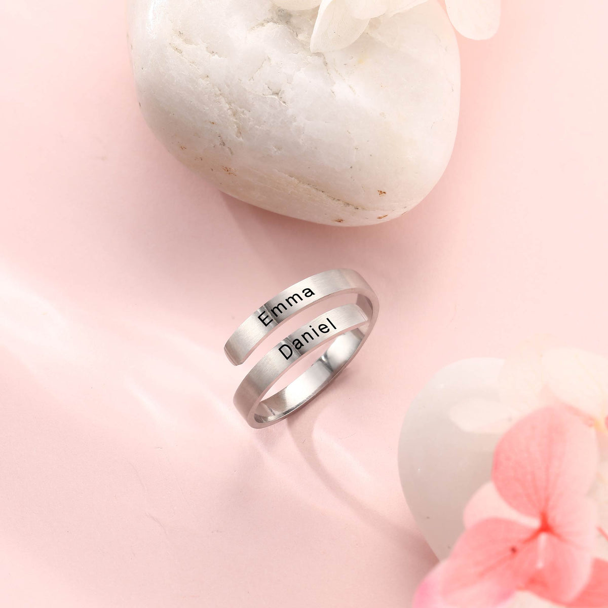 Double Name Ring Silver