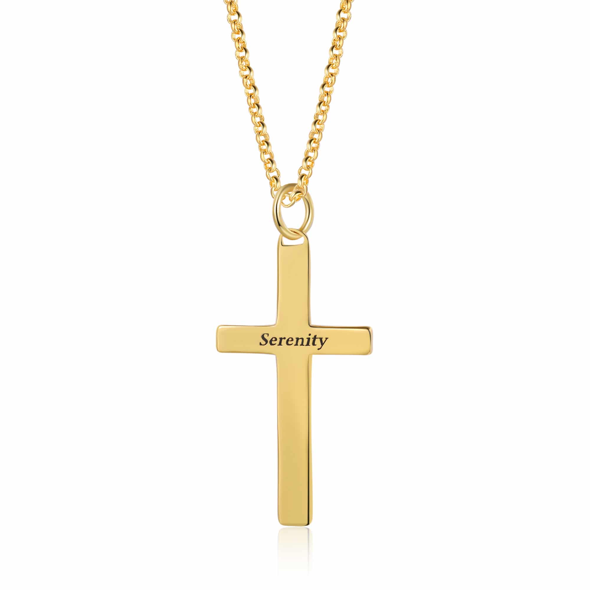 Engraved Cross Necklace Mens
