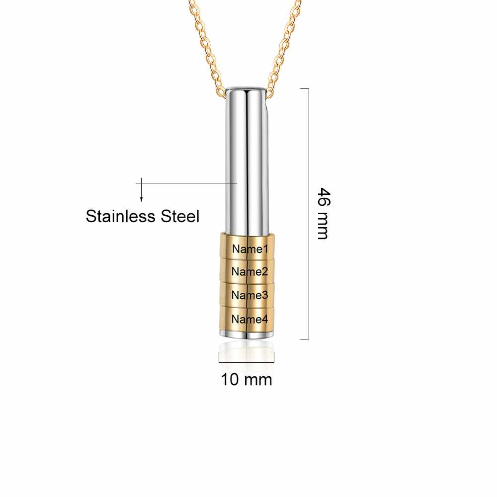 Family Necklace For Her With Engraved Names Size Materials Gold