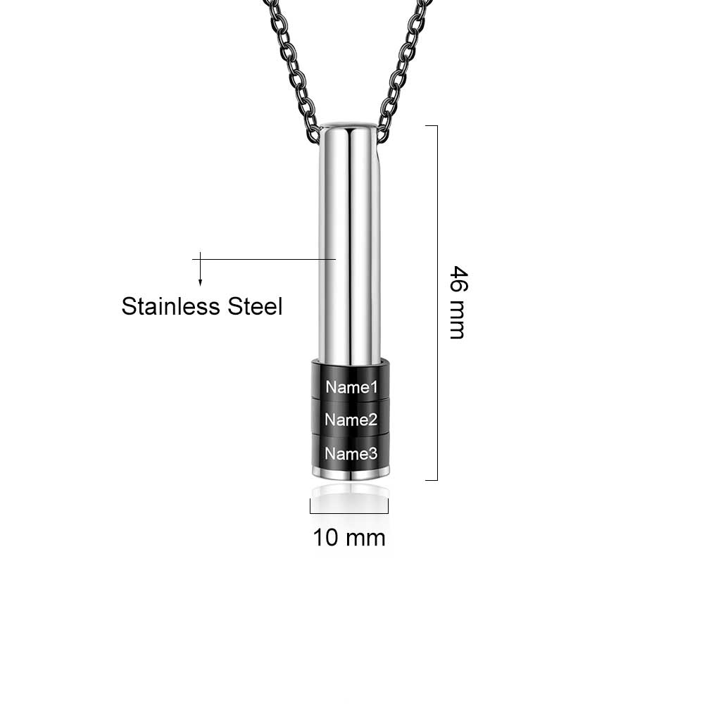 Family Necklace For Him With Engraved Names Size Materials Black