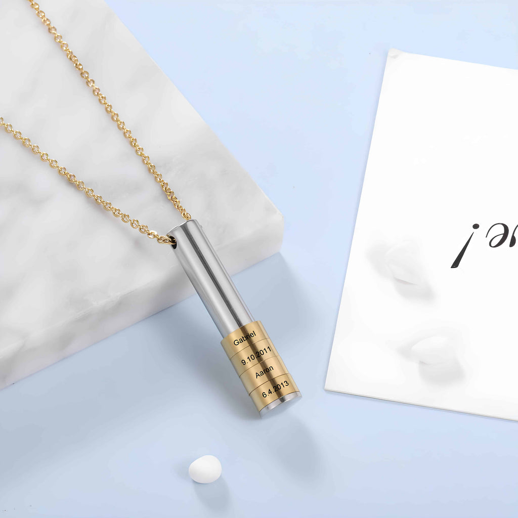 Family Necklace With Engraved Names And Dates