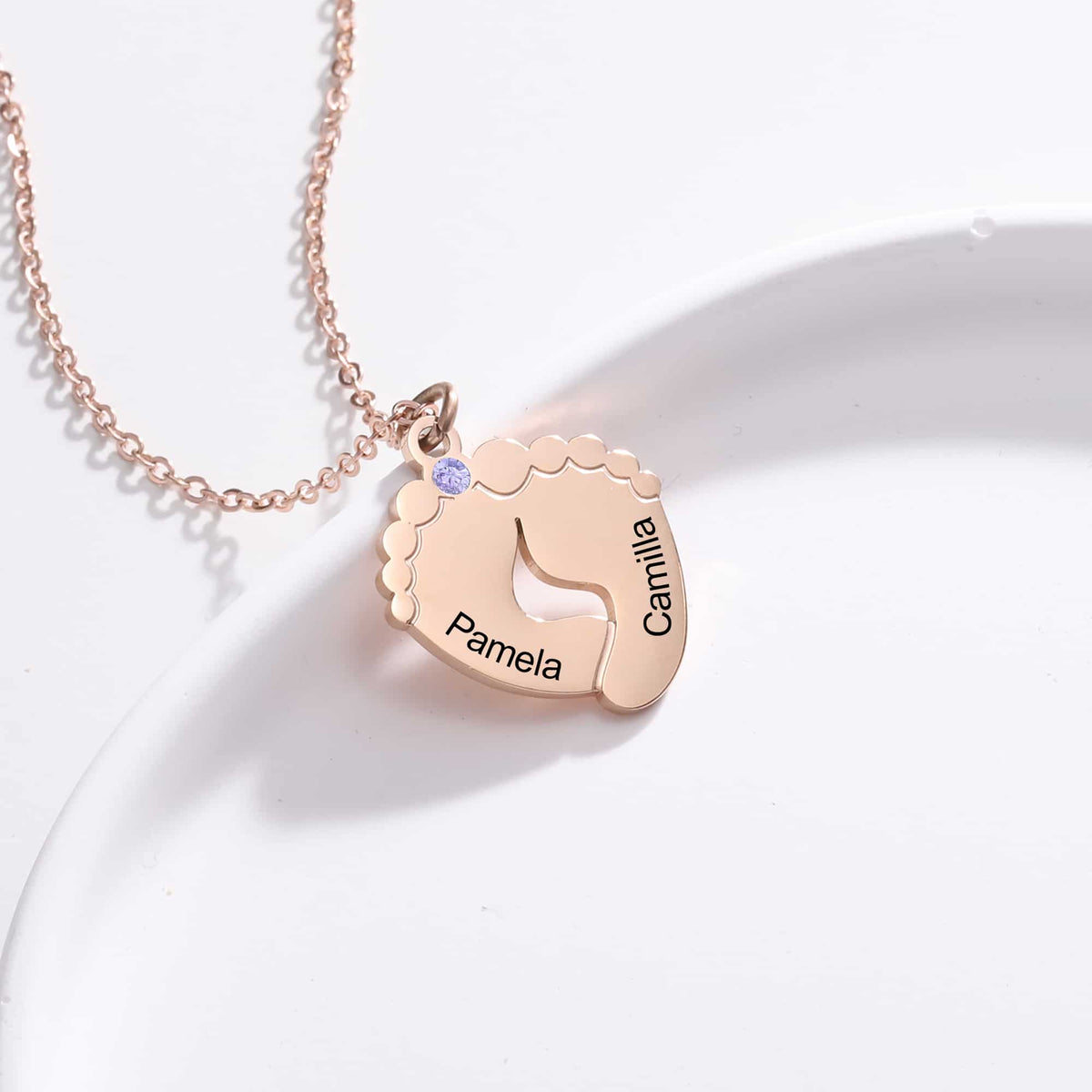 Footprint Birthstone Necklace