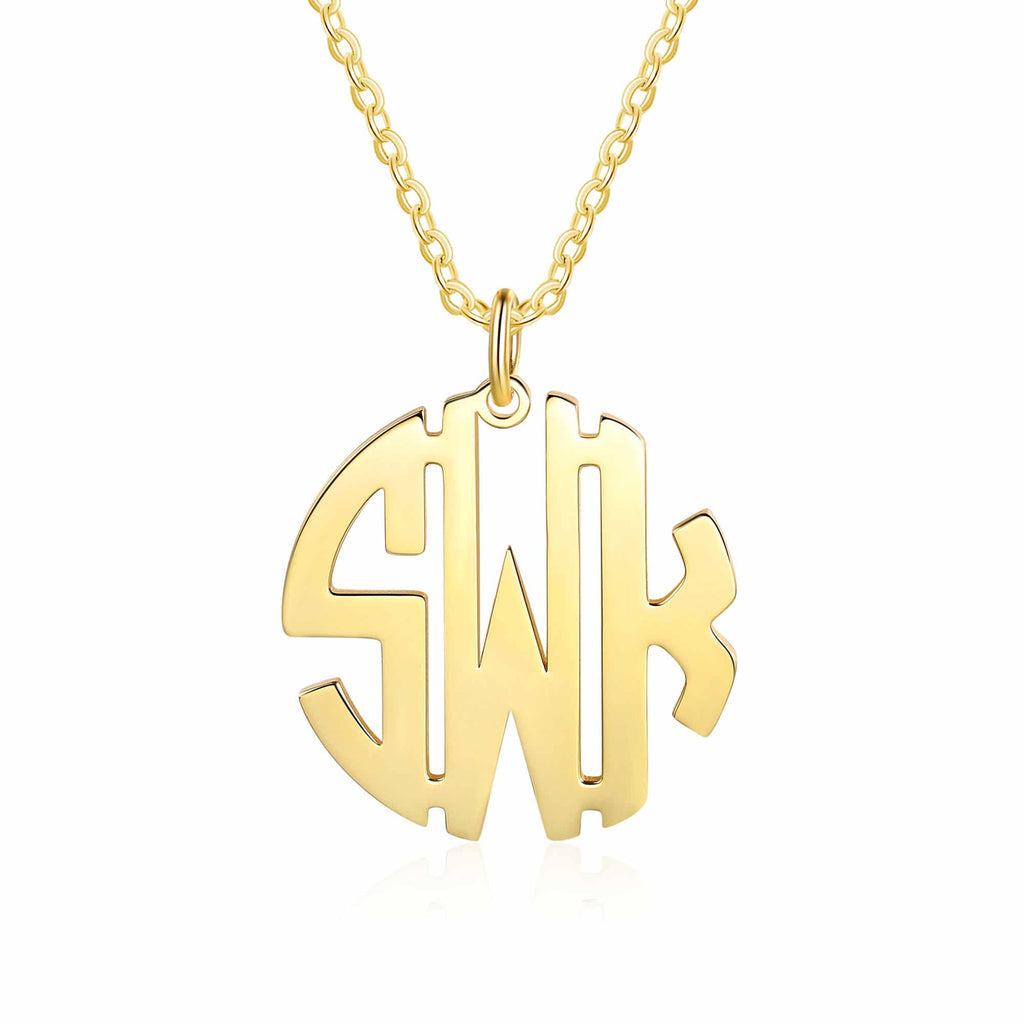 Gold Block Letter Monogram Necklace