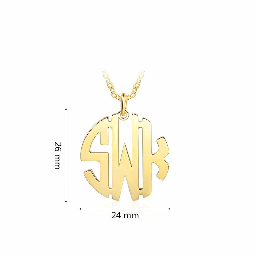 Gold Block Letter Monogram Necklace Size Materials