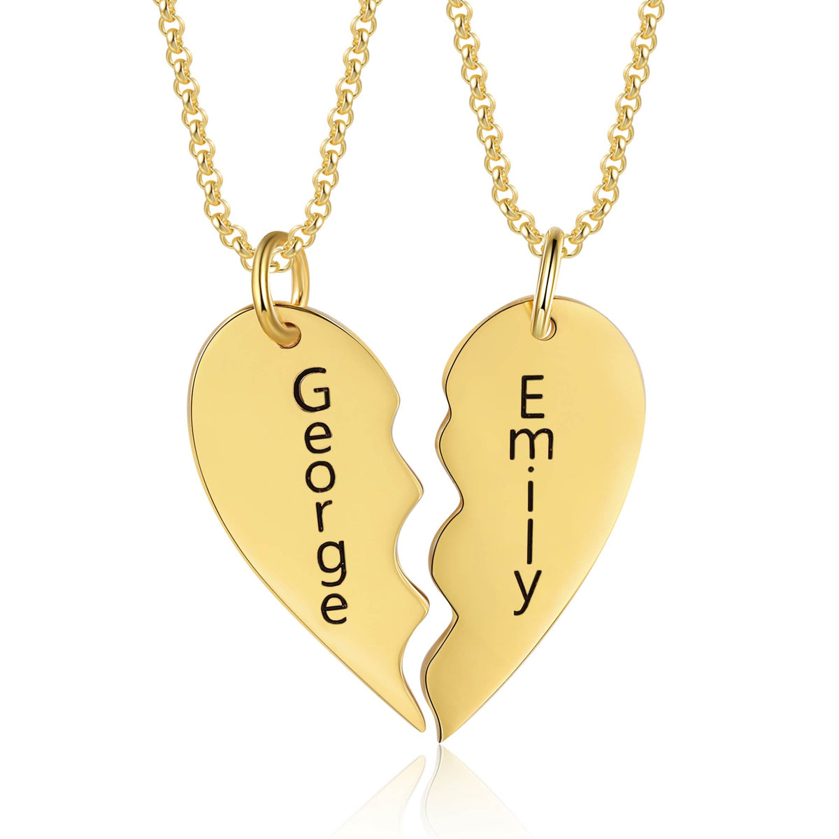 Gold Half Heart Necklace For Couples