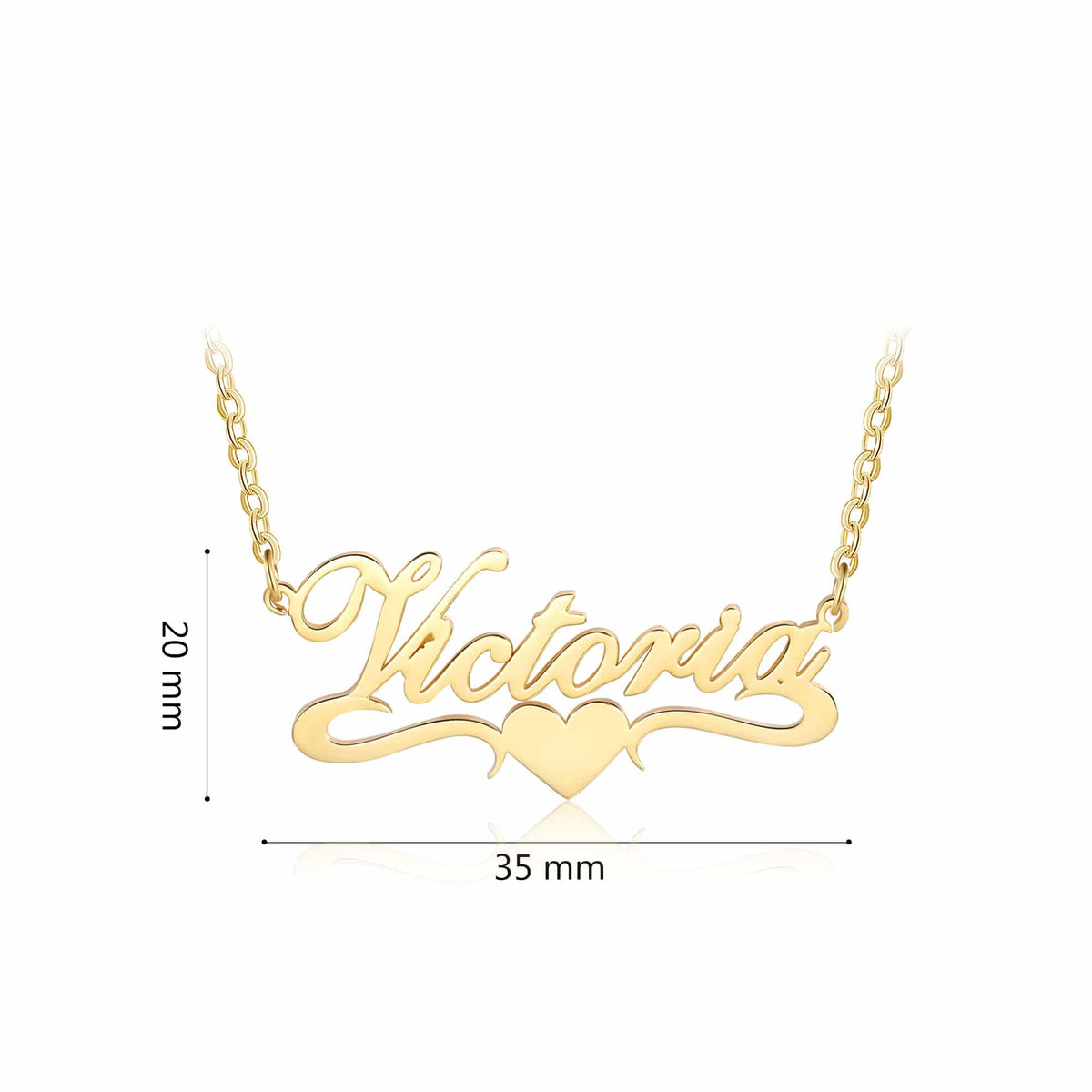 Gold Heart Pendant With Name Size Materials