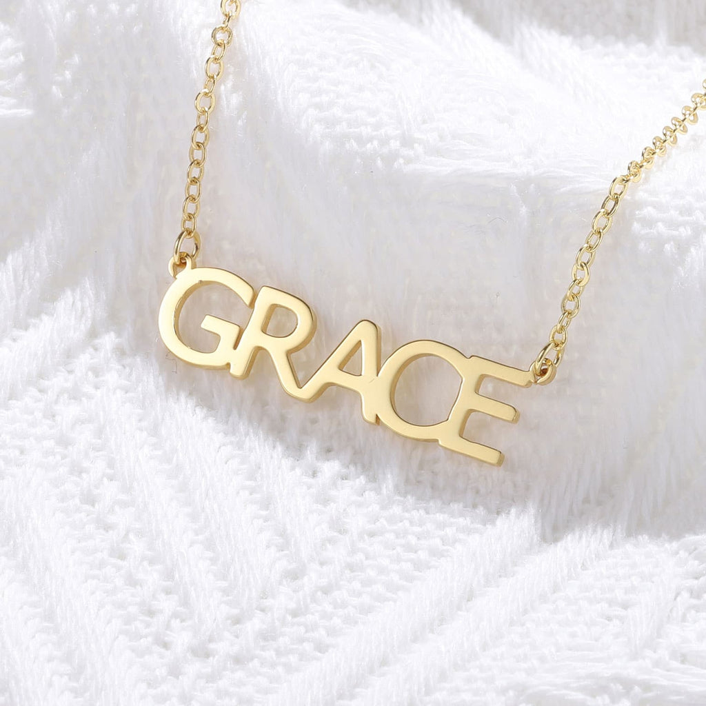 Gold Name Necklace With Capital Letters