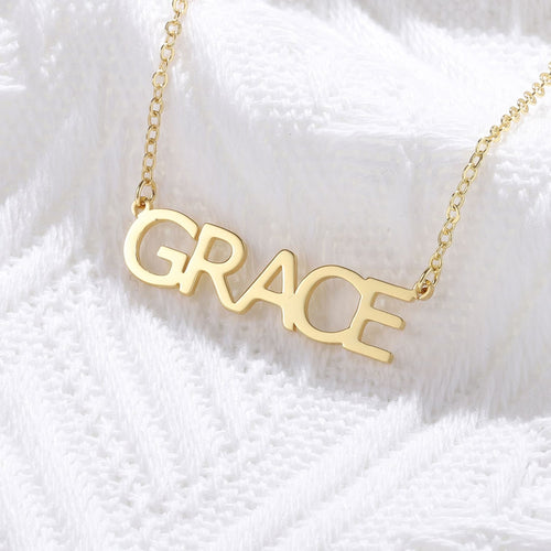 Gold Name Necklace With Capital Letters