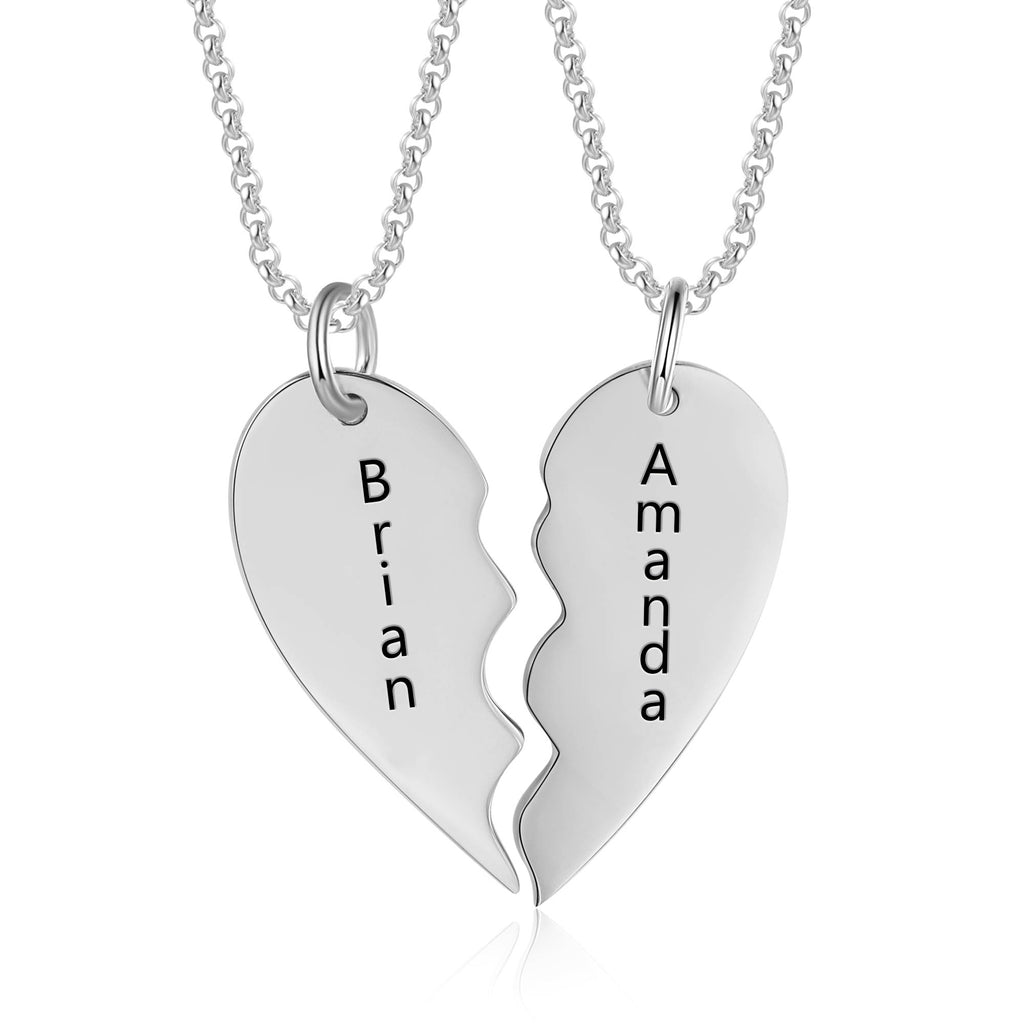 Half Heart Pendant For Couples Silver