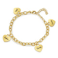 Heart Charm Bracelet Gold Personalized