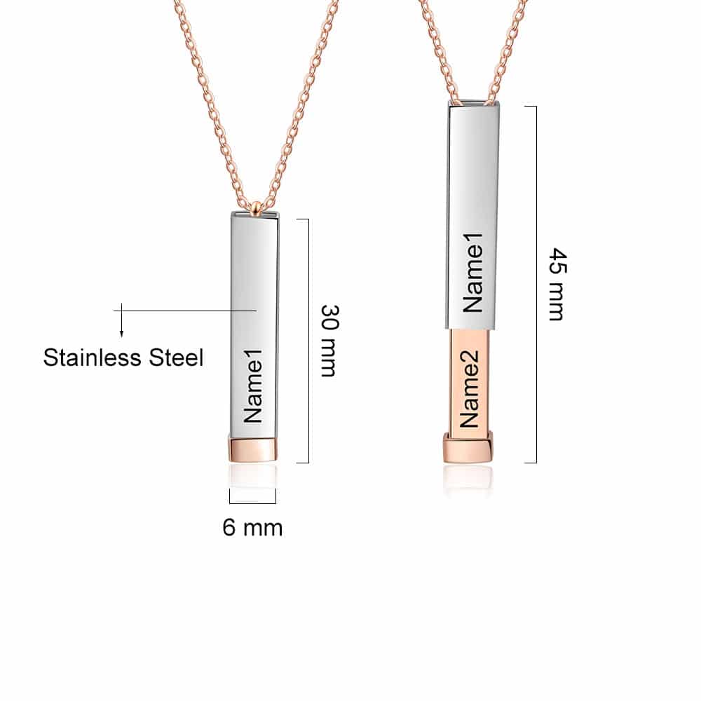 Hidden Message Necklace Material Sizes