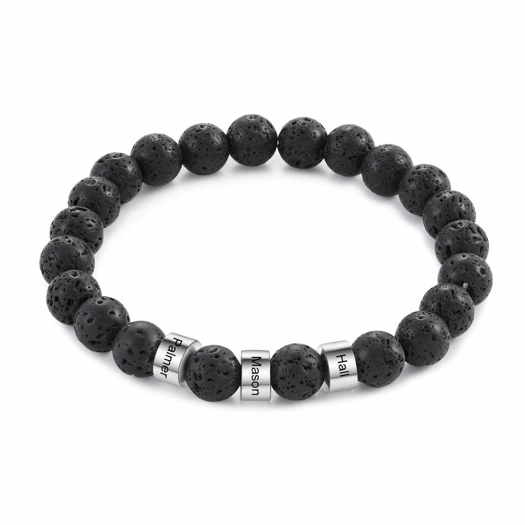 lava stone bracelet engraved for dad