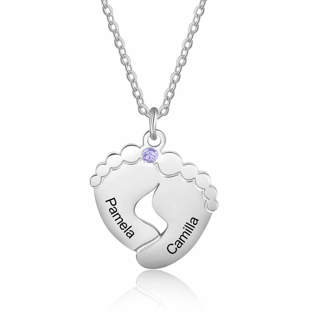 Mom Necklace with Footprints