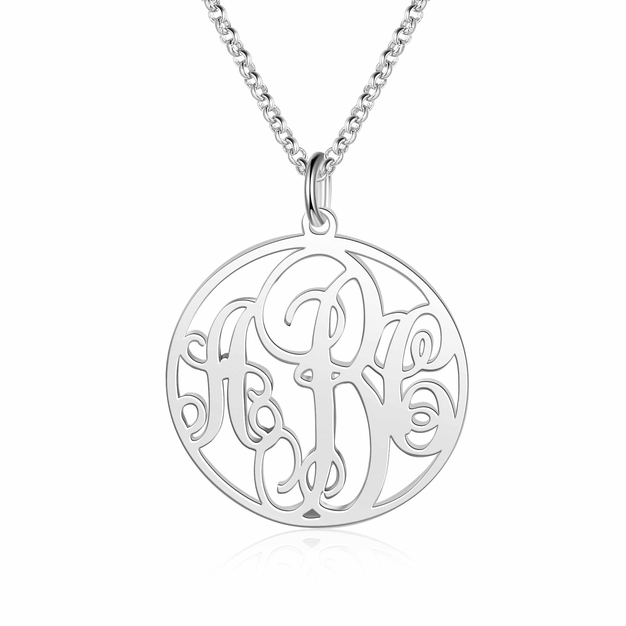 Monogram Necklace Silver Tone
