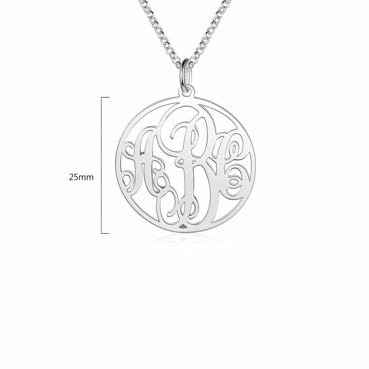 Monogram Necklace Silver Tone Size Material