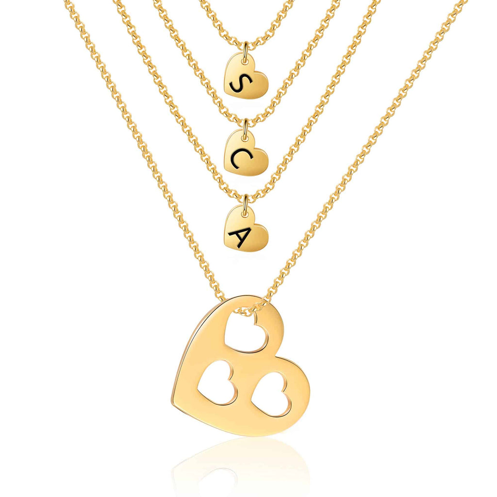 Mother Daughter Necklace Set Of 4 Gold With Initials