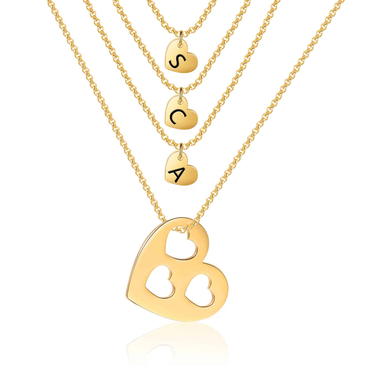 Mother Daughter Necklace Set Of 4 Gold With Initials