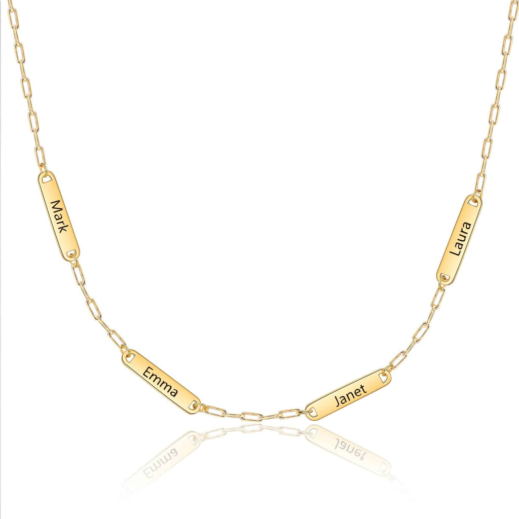 Multiple Mother Day Name Necklace Paperclip Chain Gold