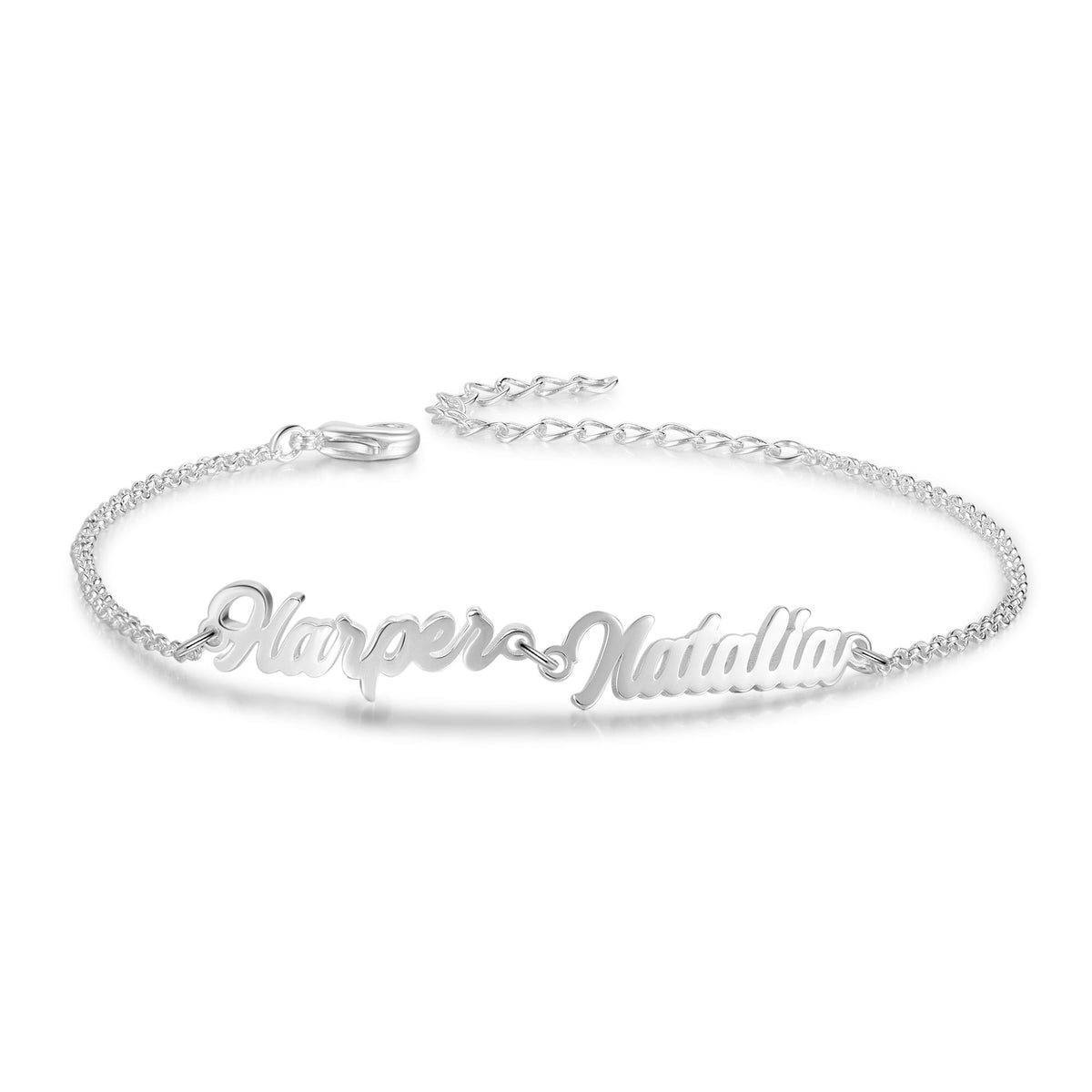 Multiple Name Bracelet Two Names Silver Tone