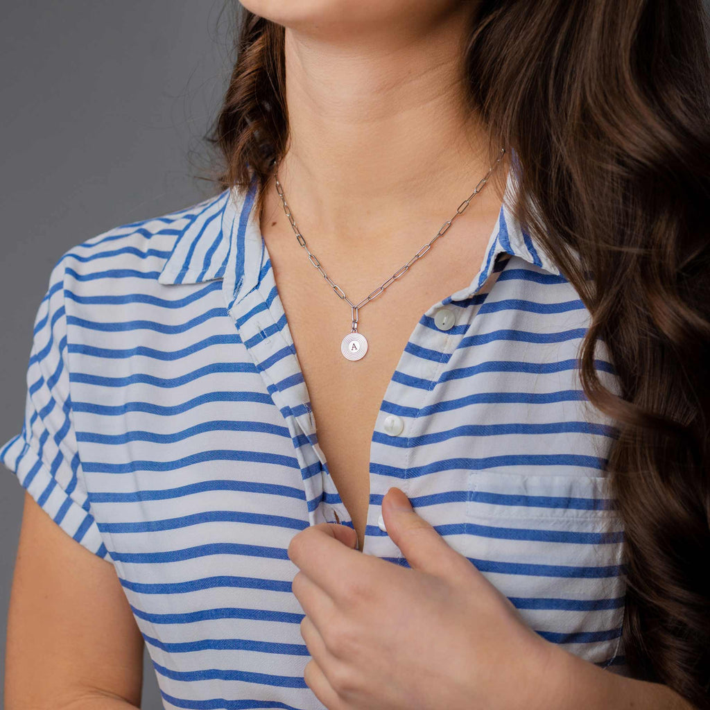 Paperclip Initial Necklace for Women