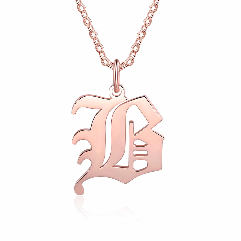 Personalized Any Letter Initial Necklace Rose Gold