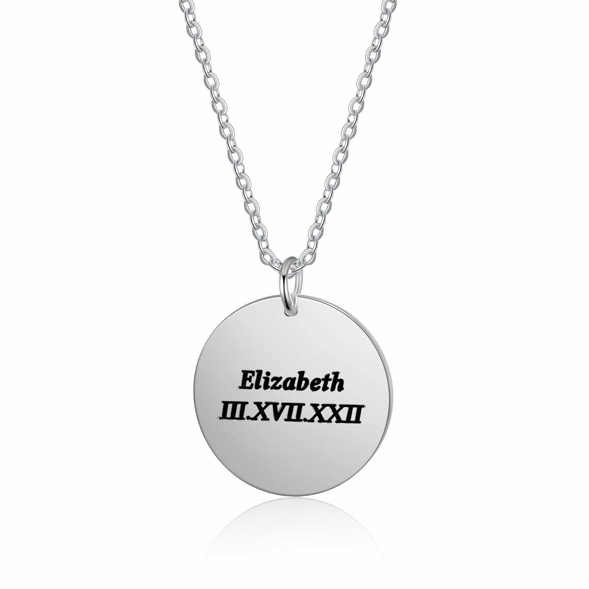 Personalized Disc Necklace Silver Tone