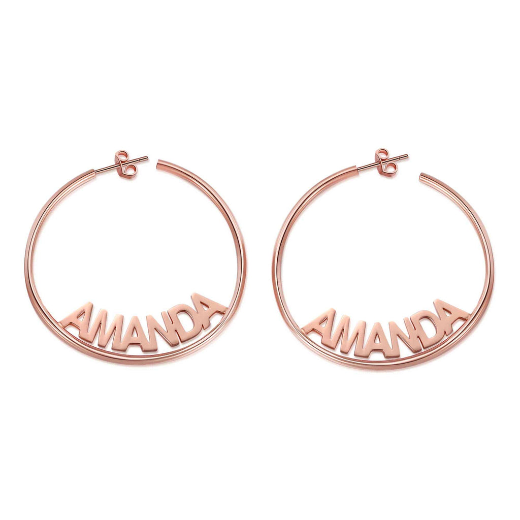 Personalized Hoop Earrings Rose Gold