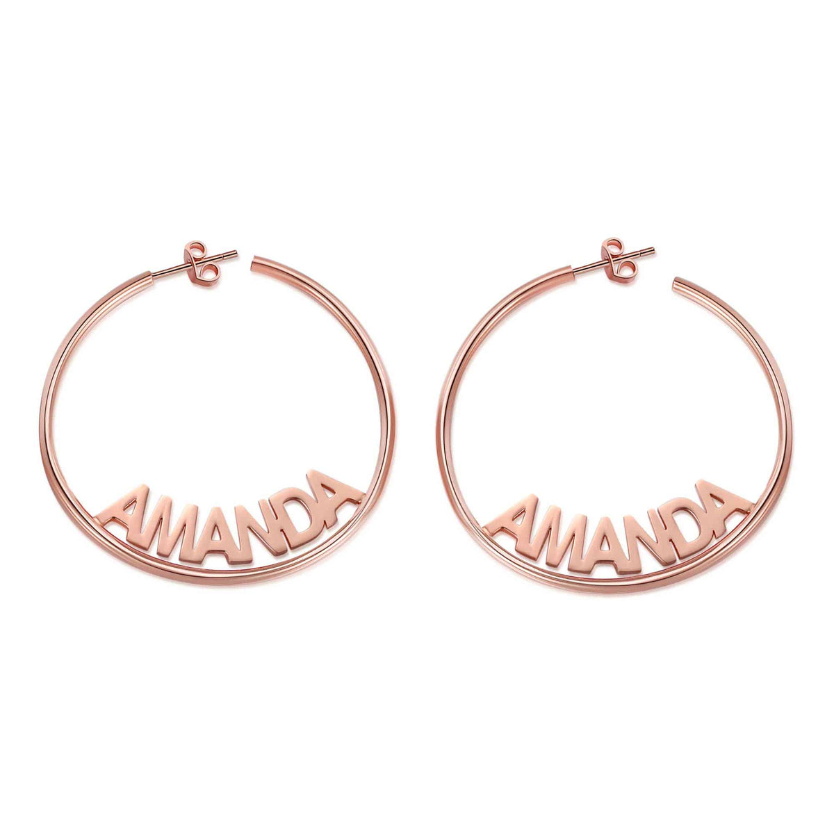 Personalized Hoop Earrings Rose Gold