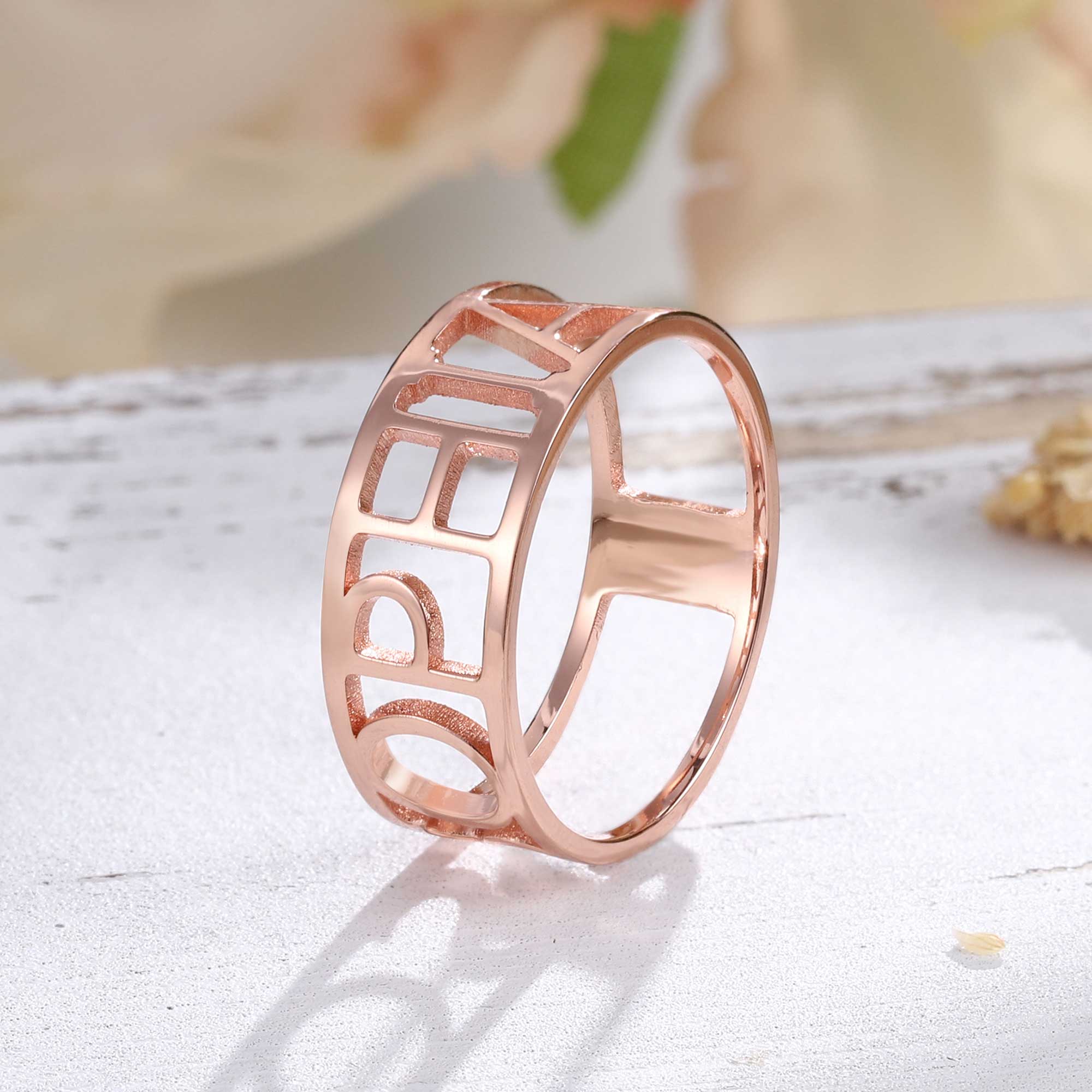 Rose Gold Name Ring Personalized