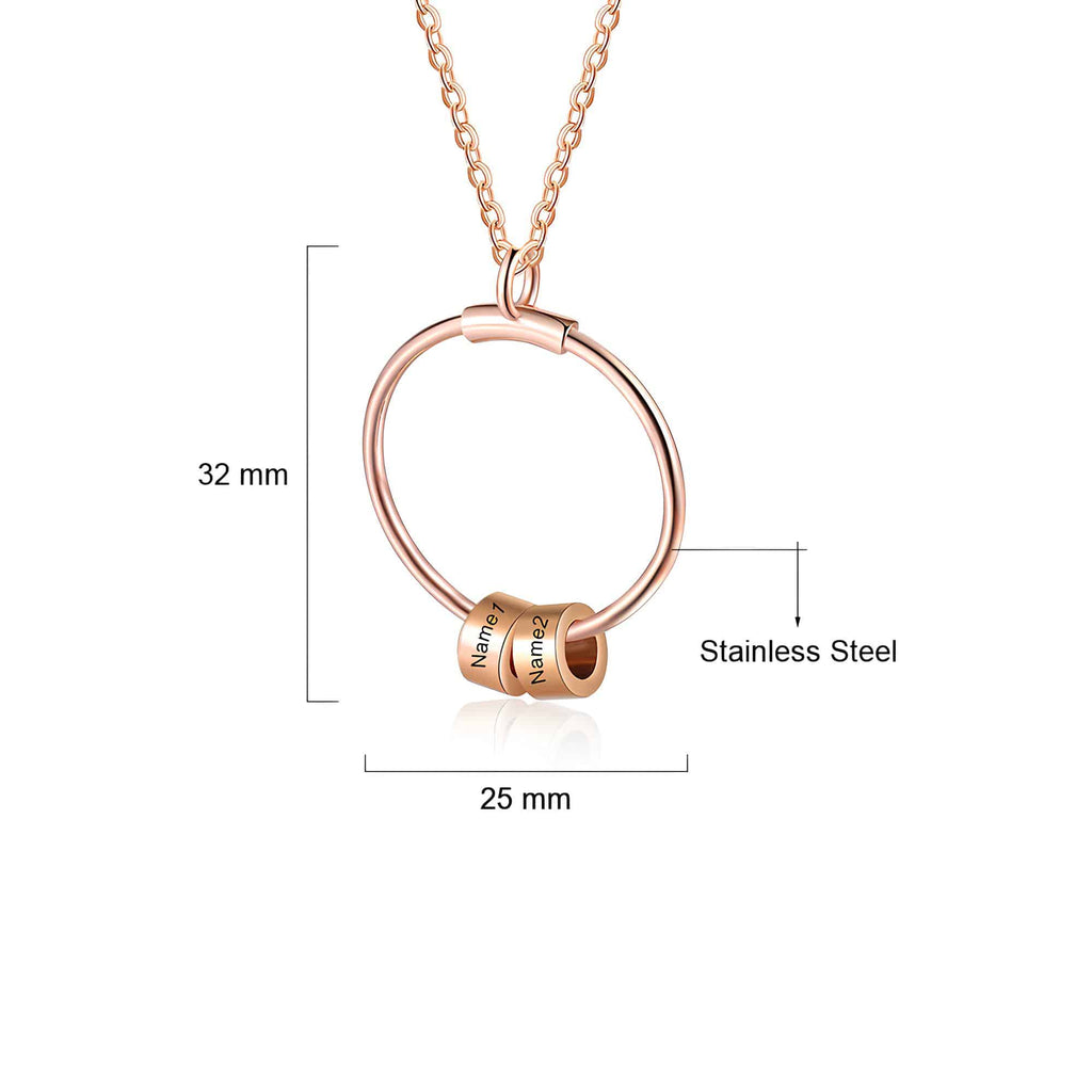 Round Pendant Mom Necklace With Engraved Names Size Materials