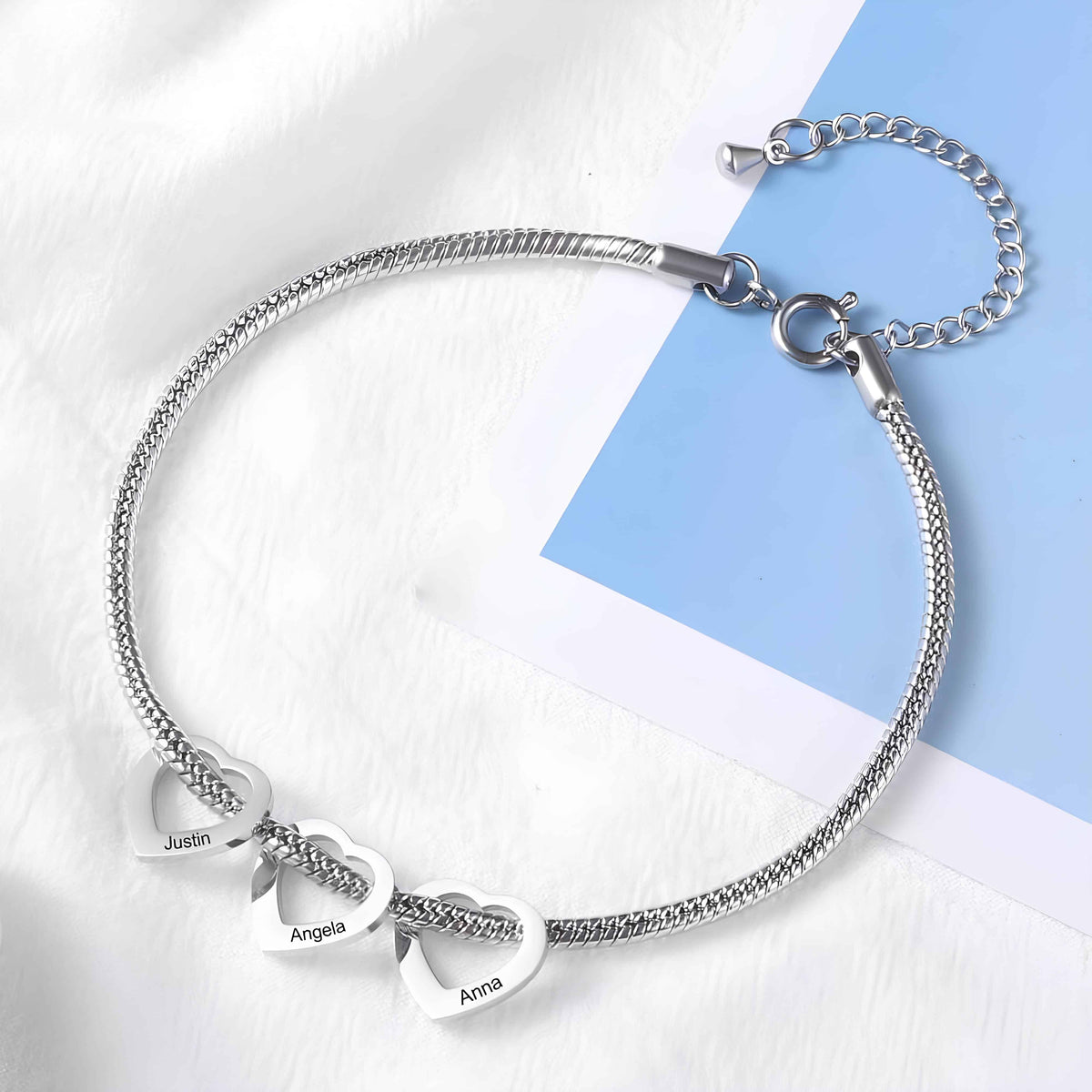 Silver Bracelet for Grandma With Engraved Names