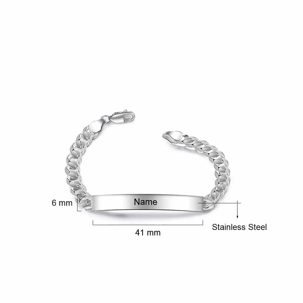 Engraved ID Bracelet for Men & Women with Curb Chain